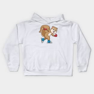 Squirrel at Ice skating with Ice skates Kids Hoodie